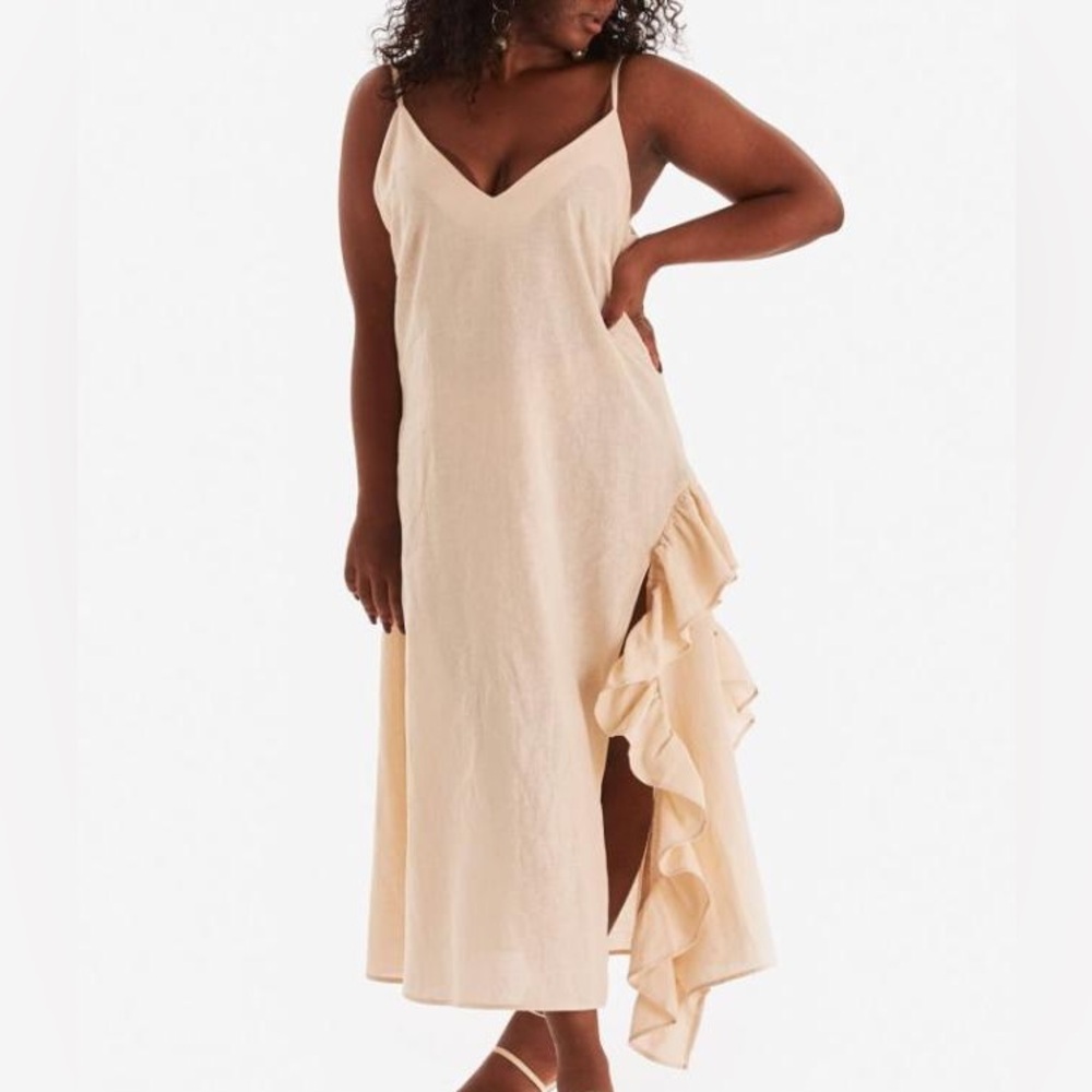 Loud Bodies Sarla Blue Linen Dress - Size Small